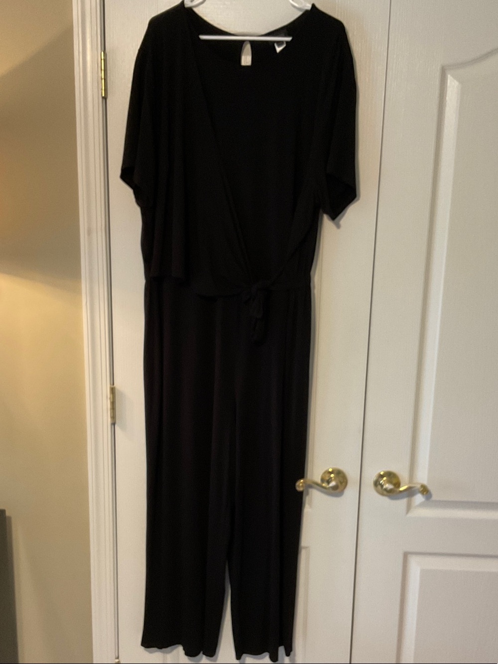 J. Jill Black Tie-Waist Short-Sleeve Jumpsuit